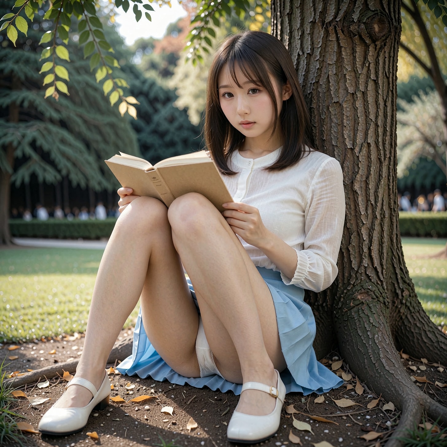 公園で読書パンチラ