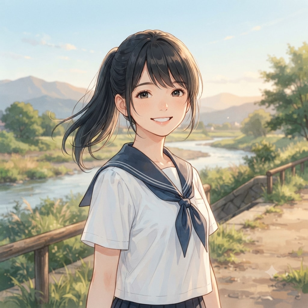 川沿いの少女 | の人気AIイラスト・グラビア