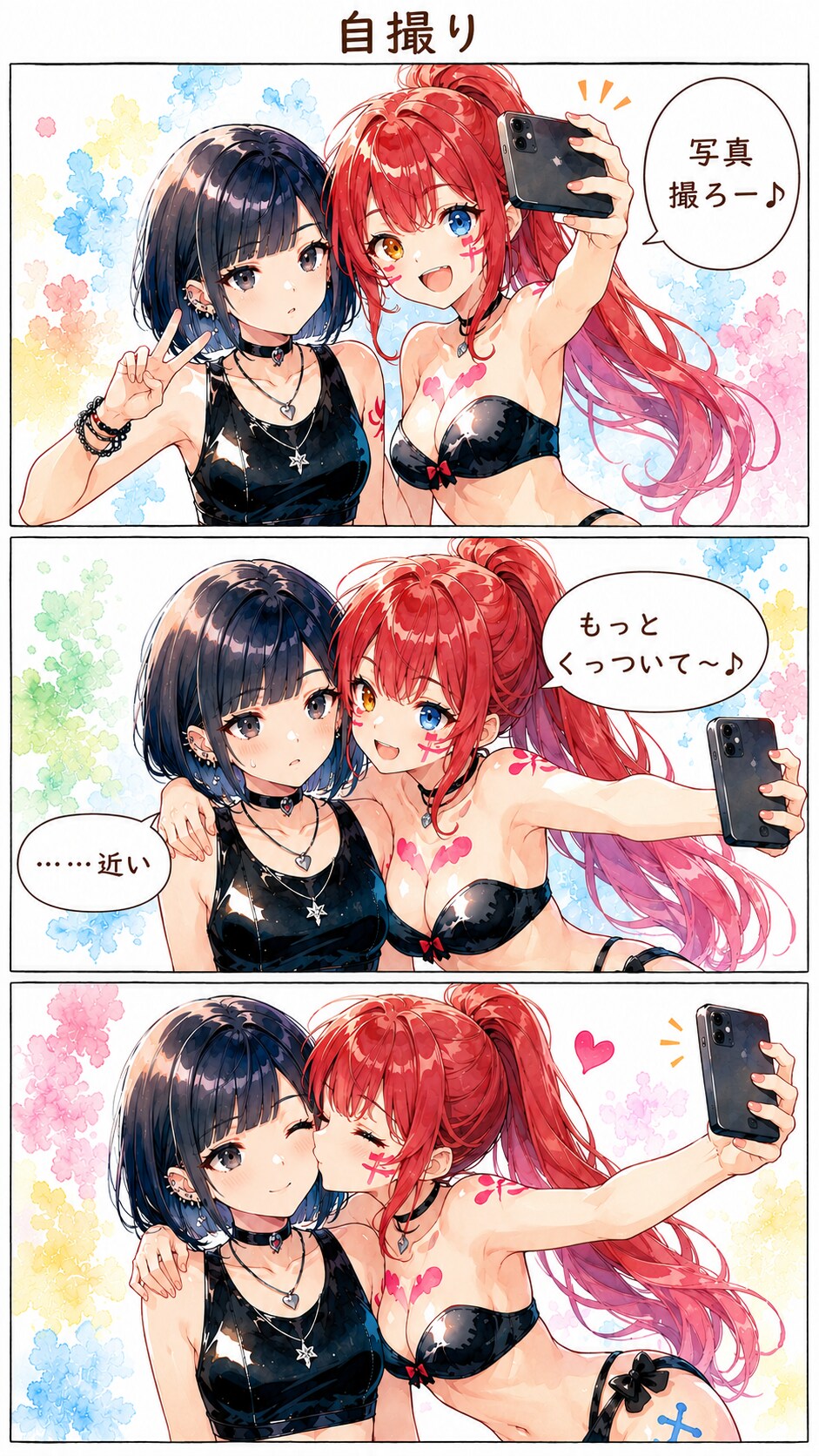 自撮りでほっぺにキス