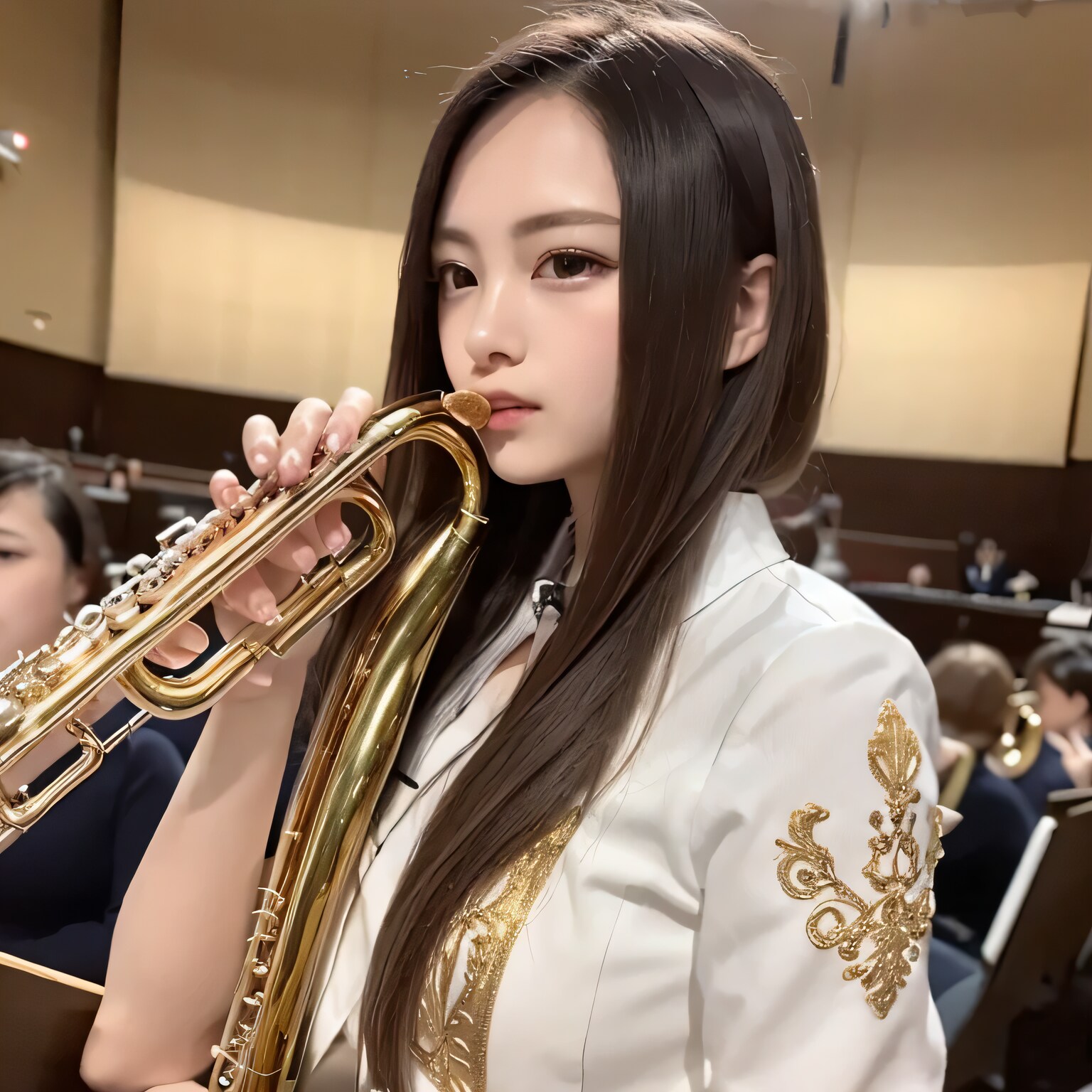 黒髪ロングでブラスバンドの美女６２ | の人気AIイラスト・グラビア