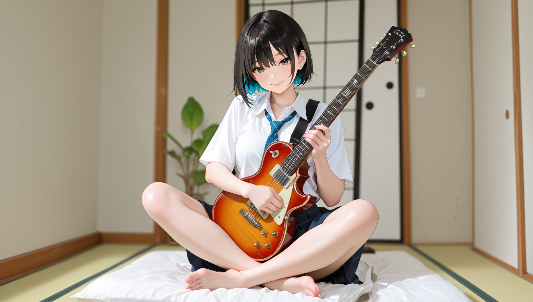 和室でギターソロ