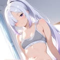 メカクレ薄紫髪ちゃん67『カルバンクライン+足を組む』 2枚目