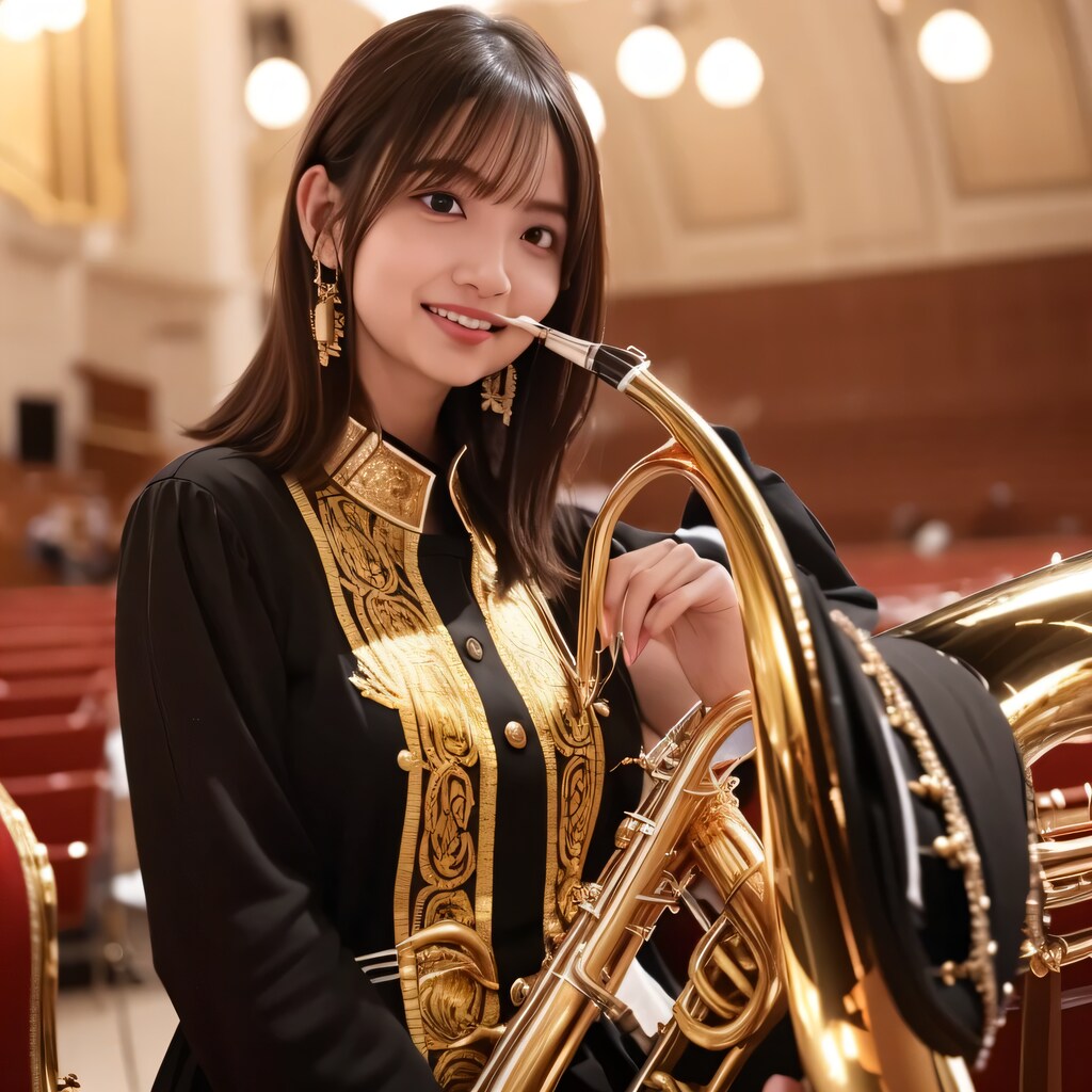 黒髪ロングでブラスバンドの美女８