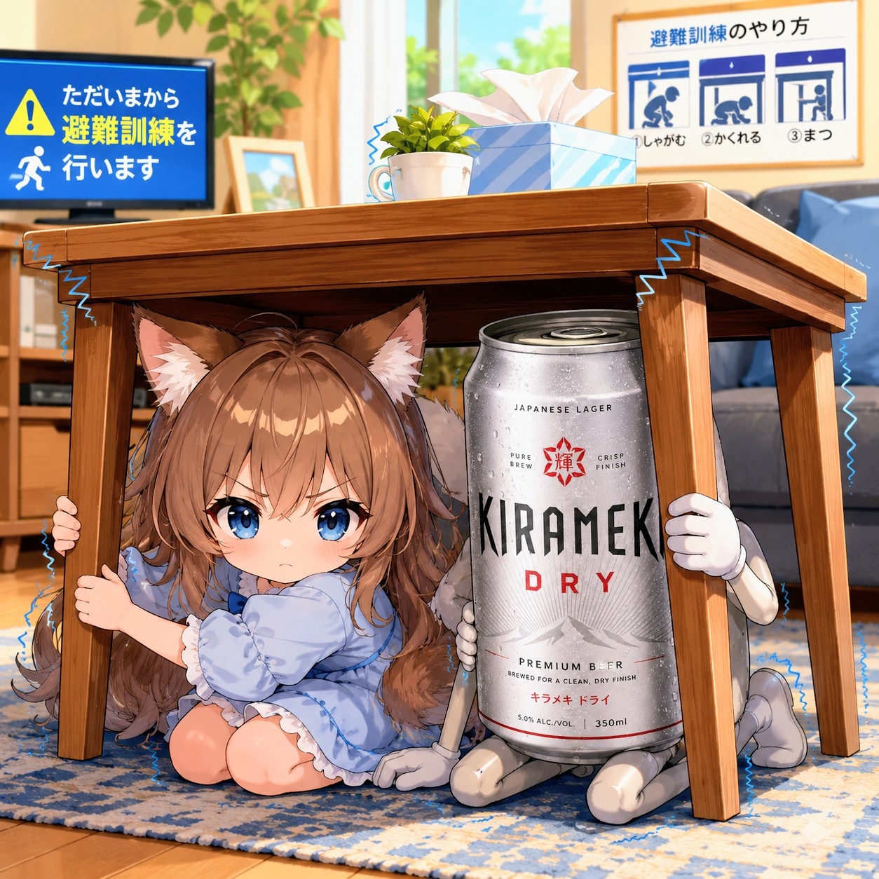 避難訓練の小さな女の子 | の人気AIイラスト・グラビア