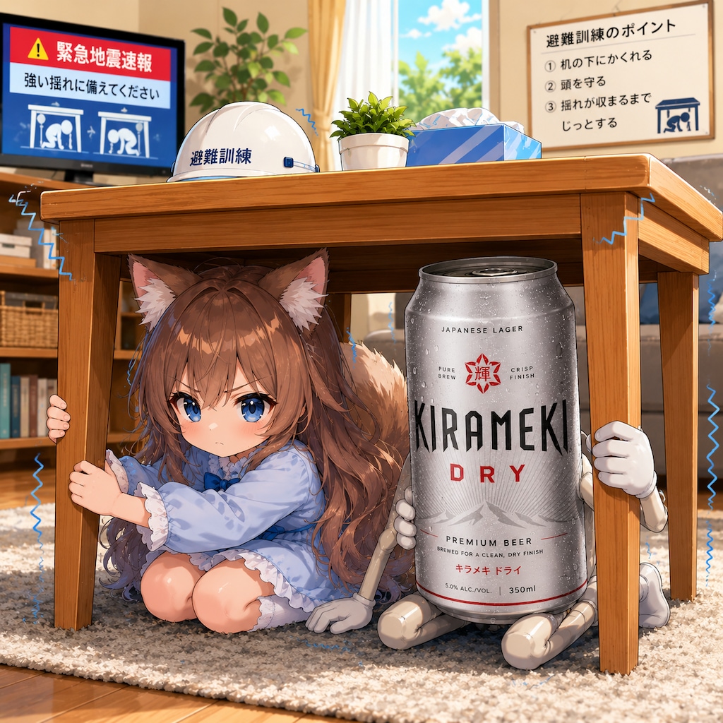 避難訓練の小さな女の子