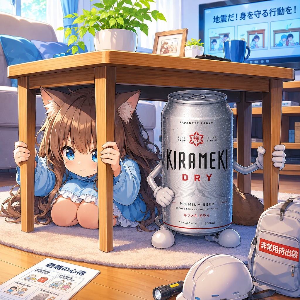 避難訓練の小さな女の子