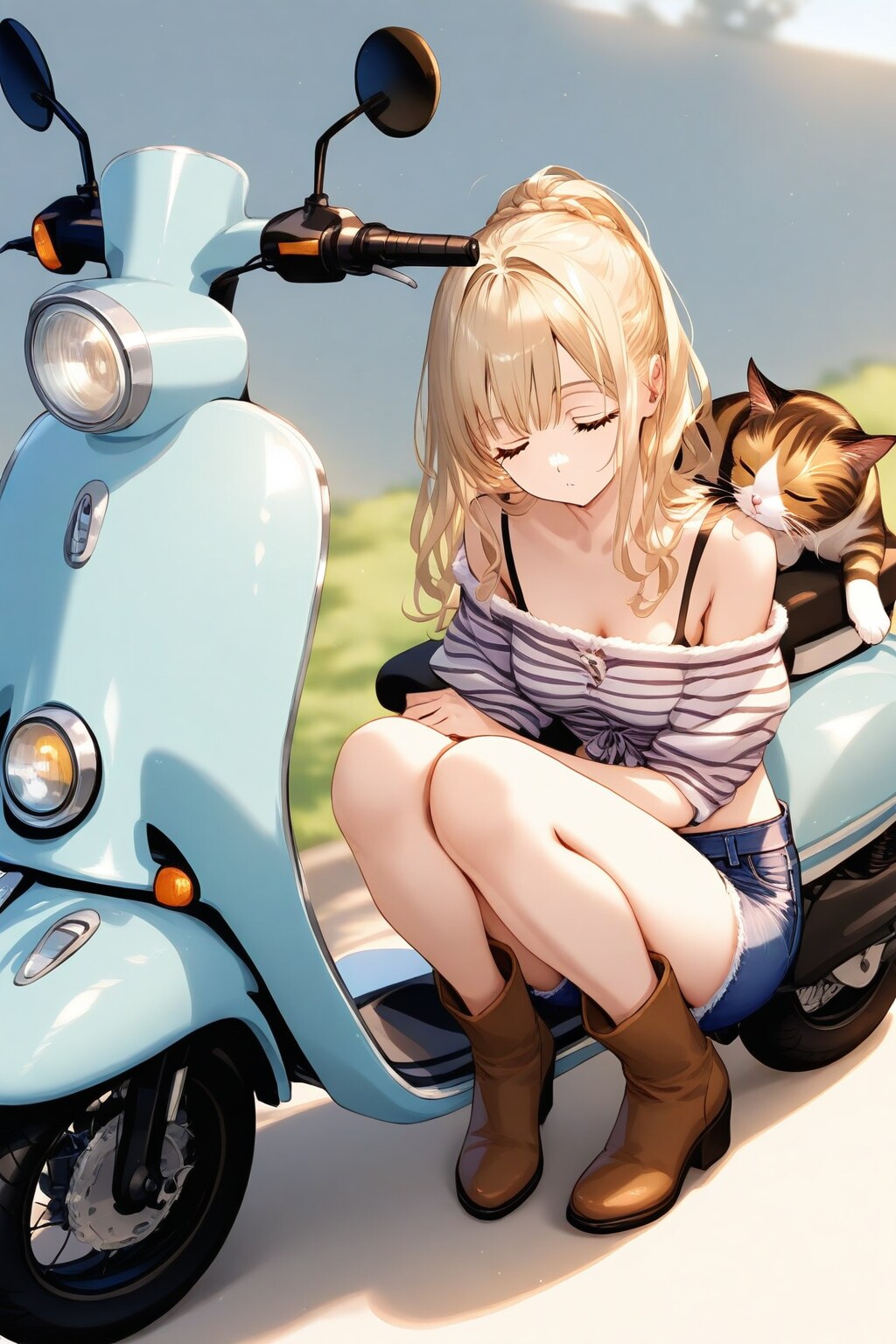 スクーターと猫と彼女