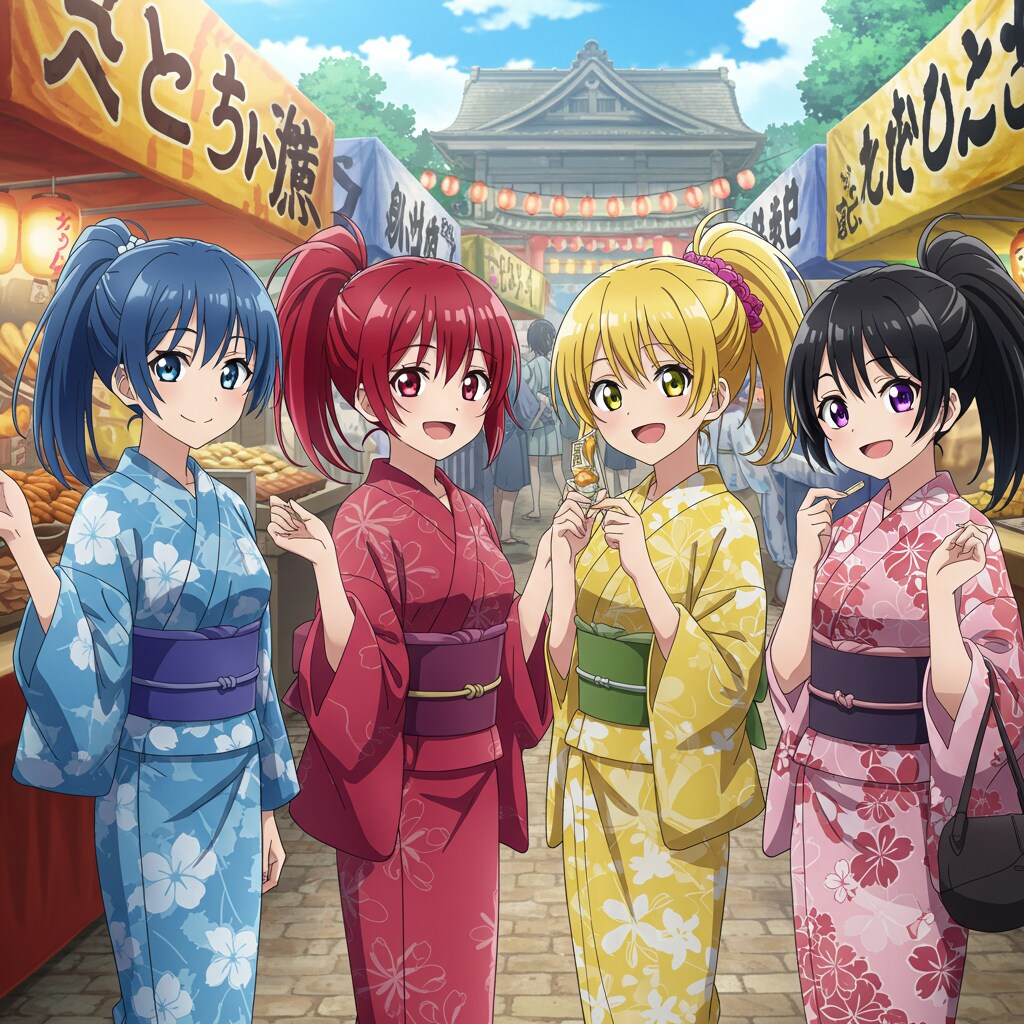 夏ぽにカルテット ～光る夜の屋台通り～