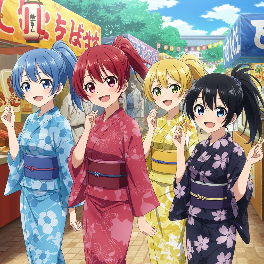 夏ぽにカルテット ～光る夜の屋台通り～