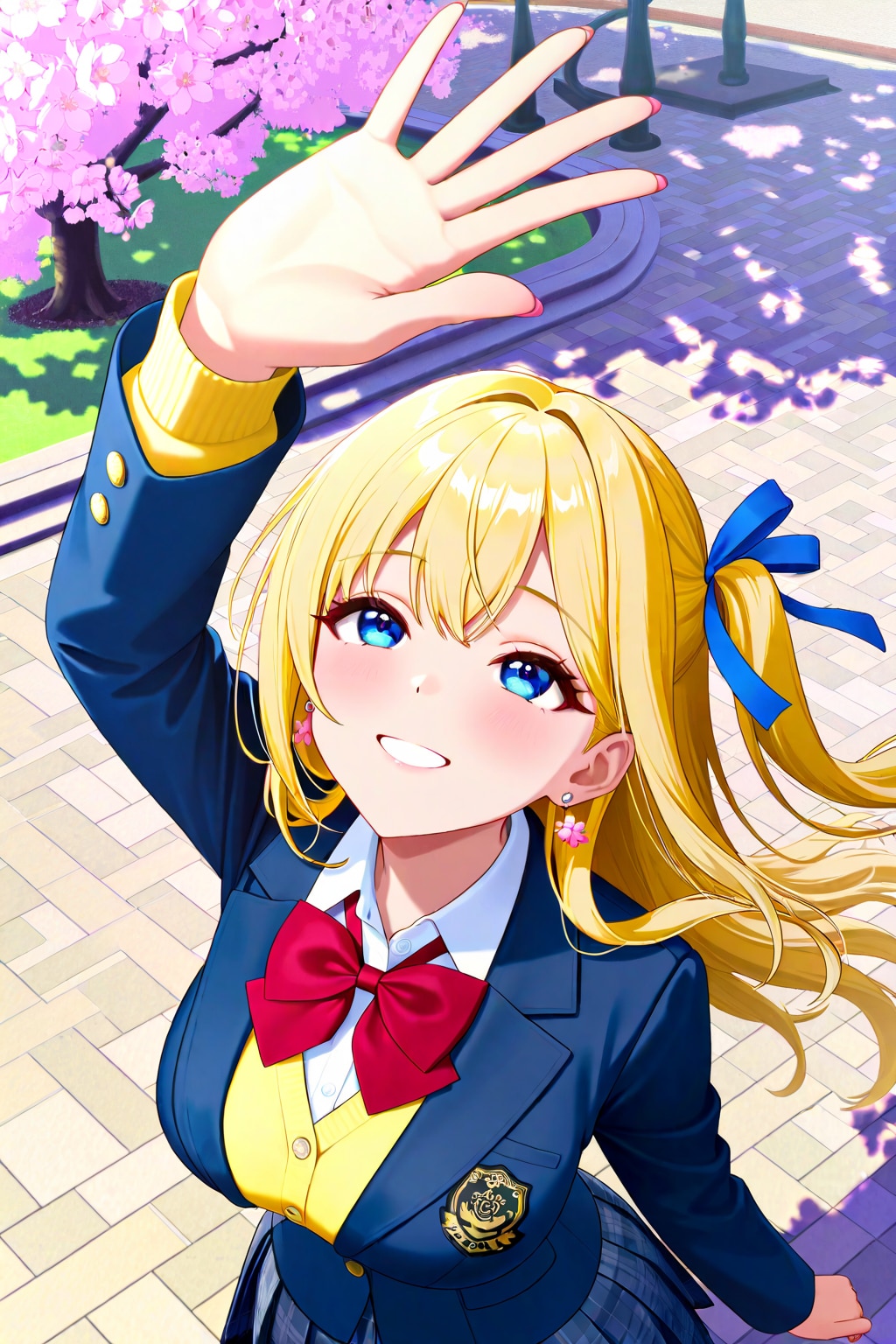 桜を見上げるナミちゃん