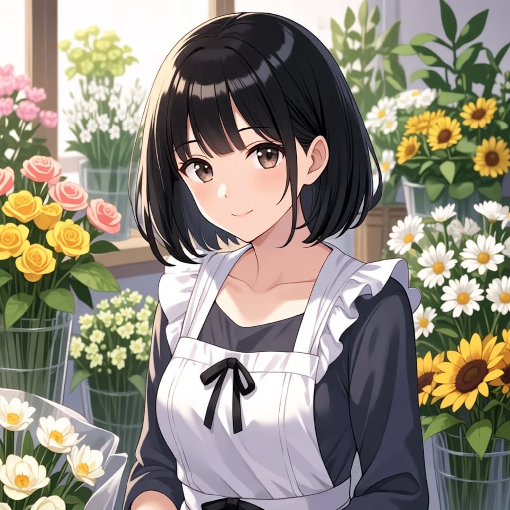 フラワーショップの店員女子