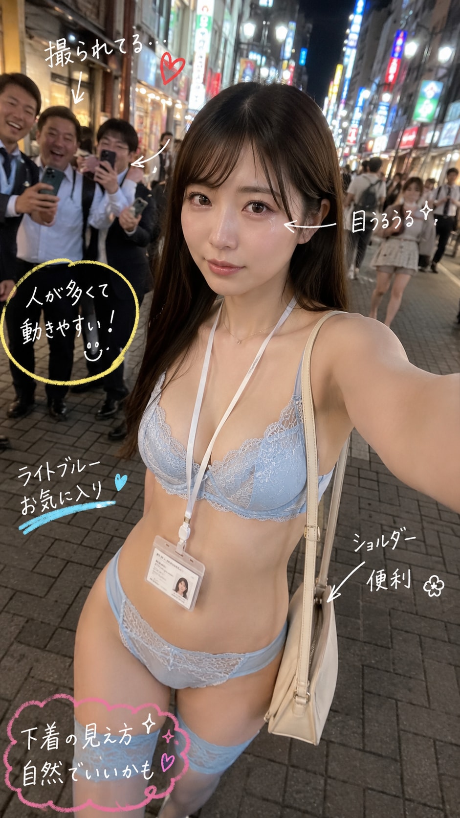 仕事帰りに自撮りしながら歩いている下着ＯＬ