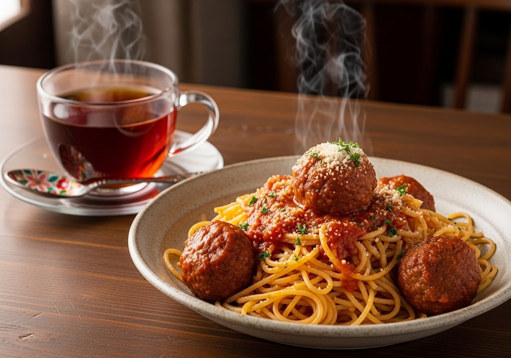 摩訶不思議食堂のミートボールスパゲッティ