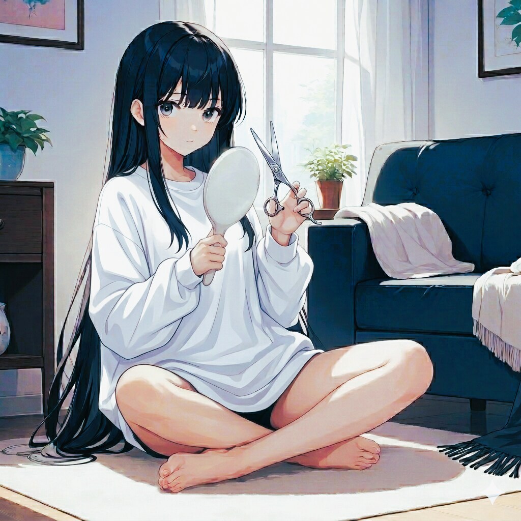 髪を切る