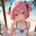 桃花と桃華で夏のビーチ🏖🐠☀️ 3枚目