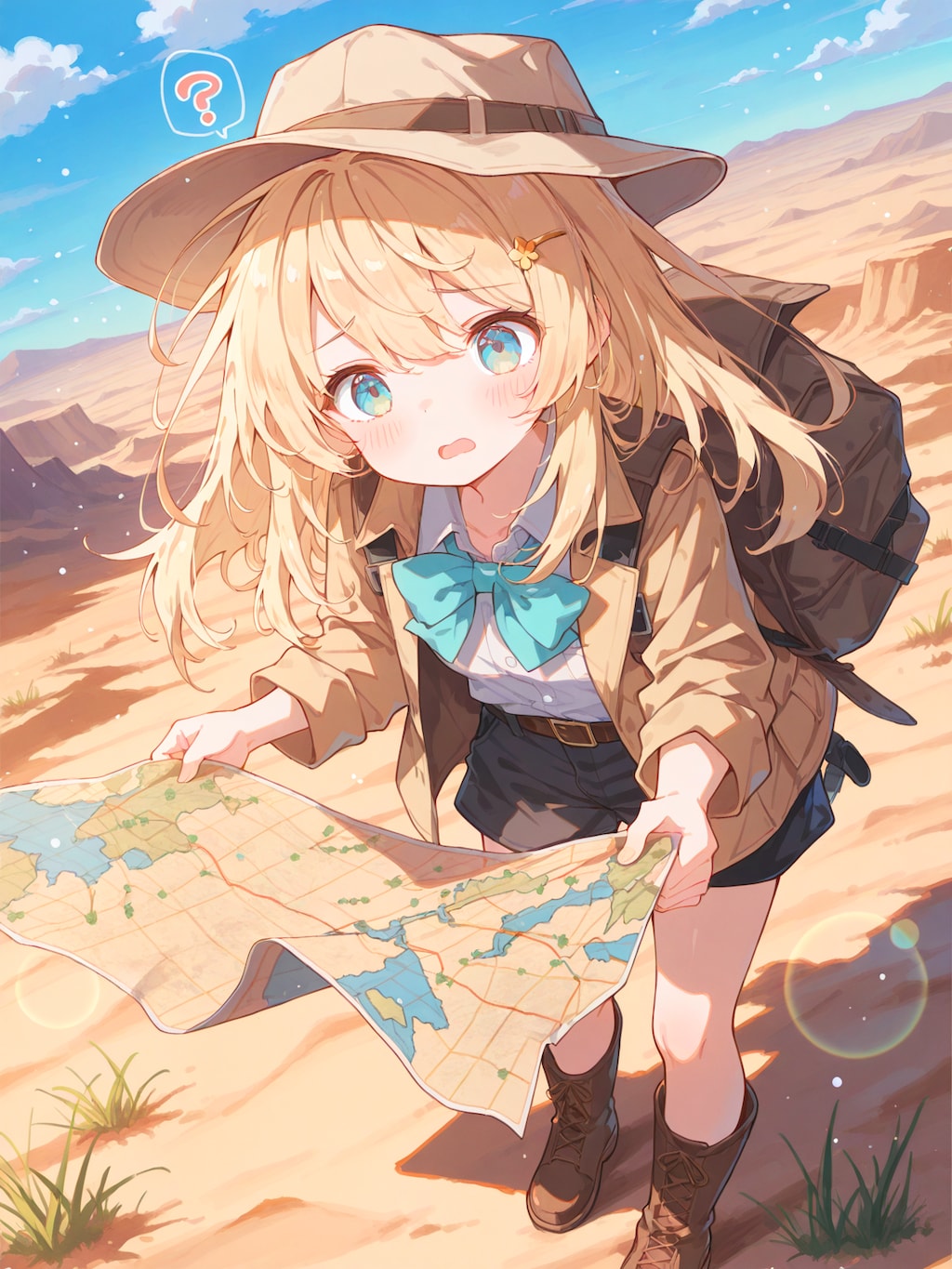 砂漠で迷子の冒険家