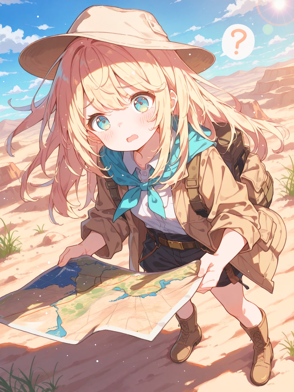 砂漠で迷子の冒険家