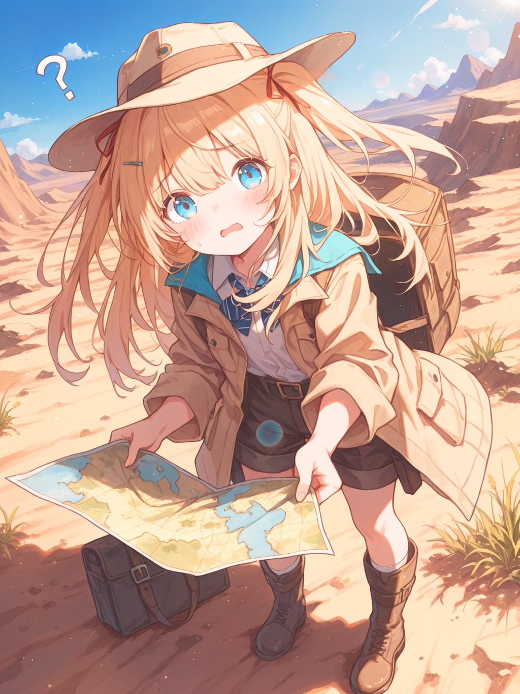 砂漠で迷子の冒険家