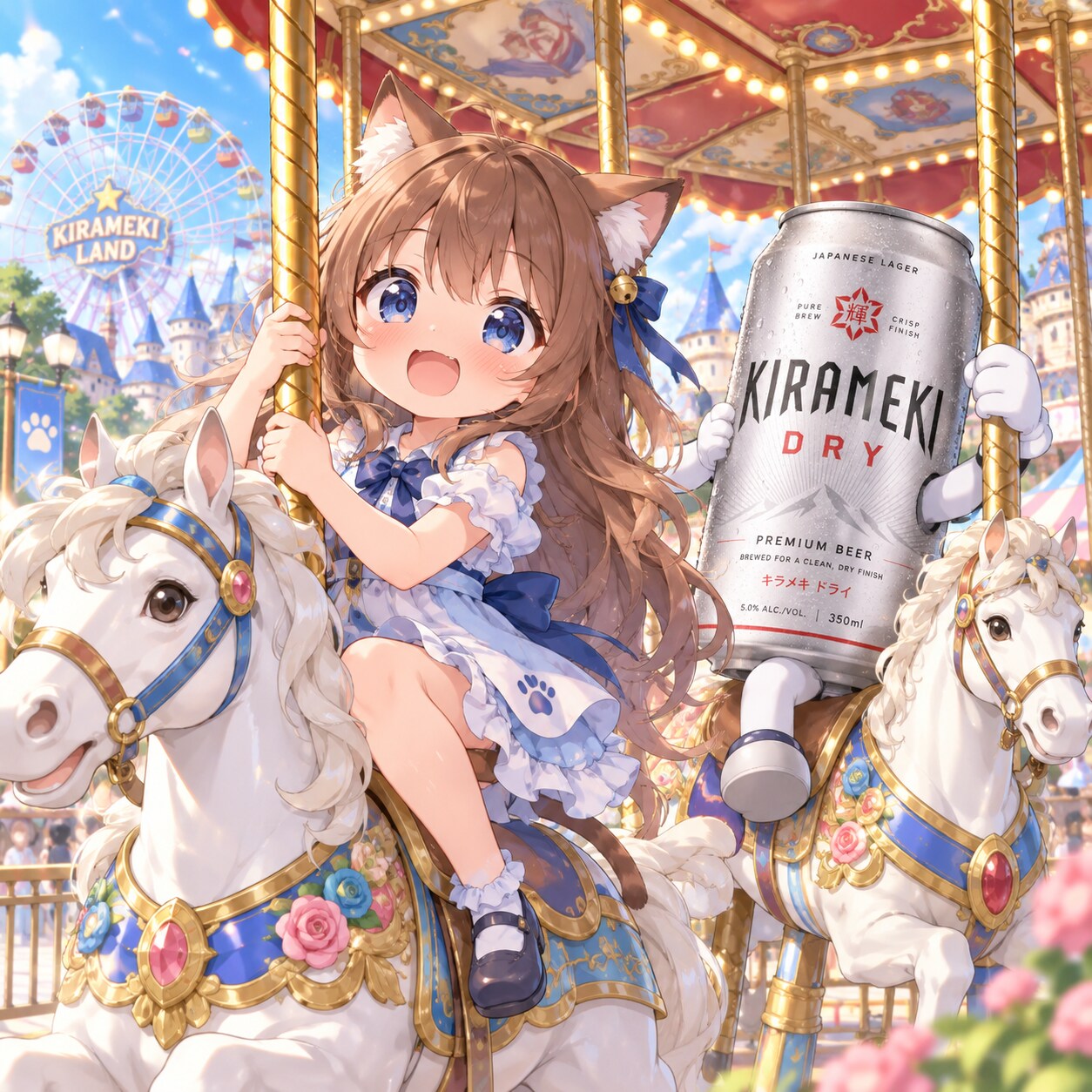 メリーゴーランドに乗る小さな女の子 | の人気AIイラスト・グラビア