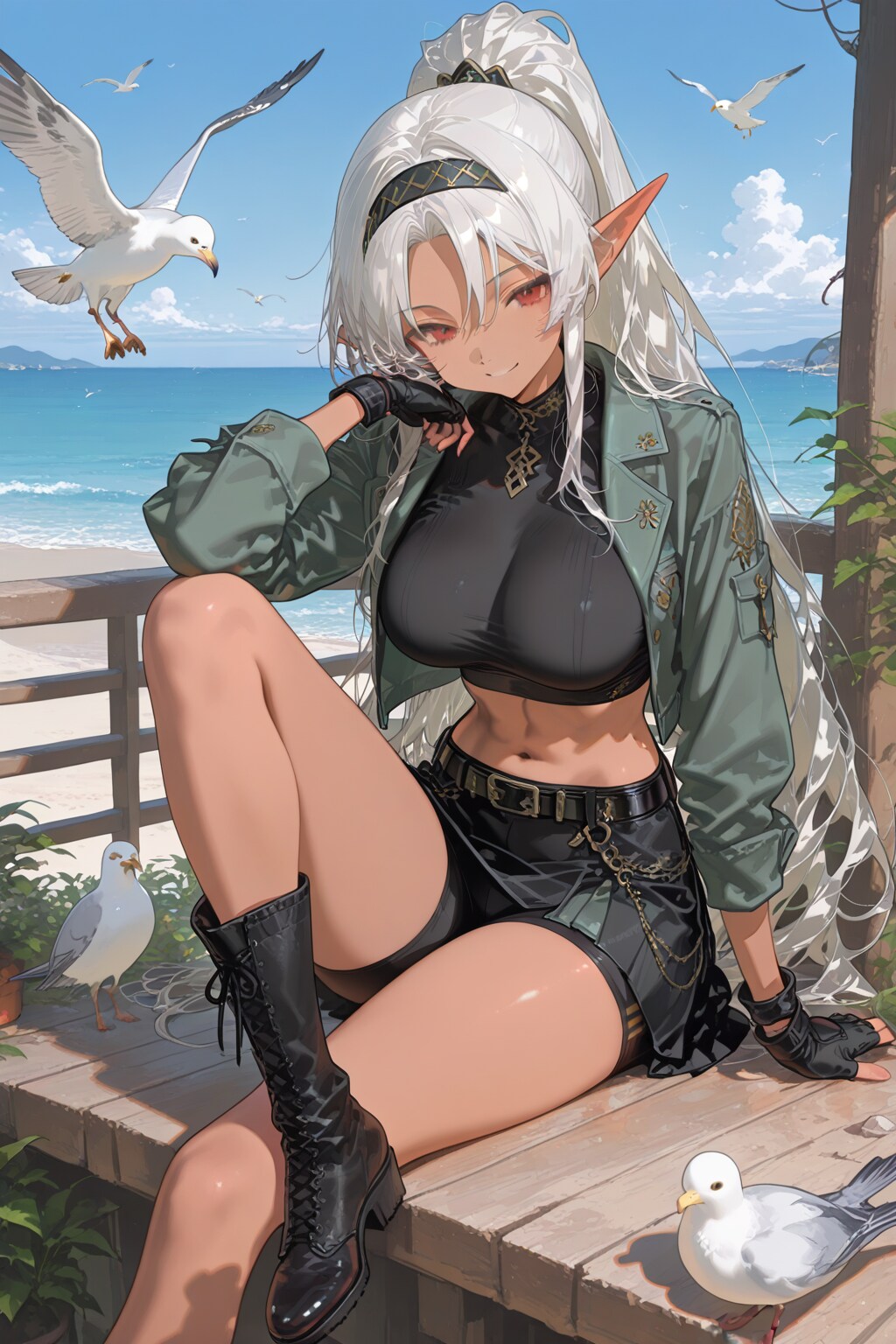 海辺のダークエルフさん