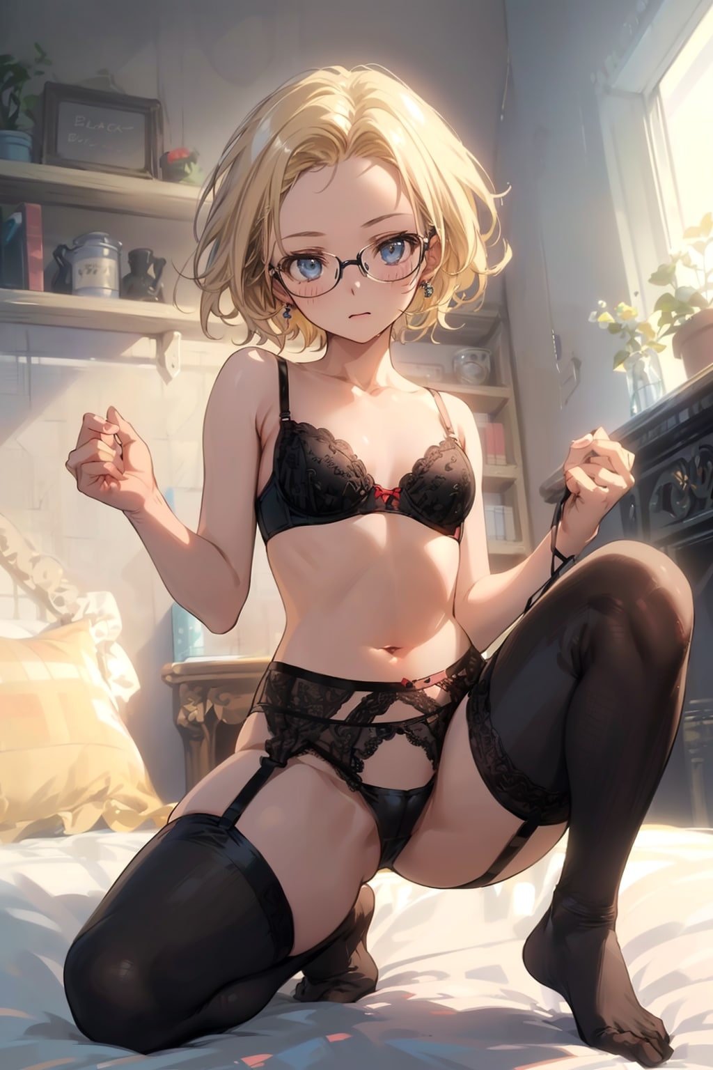 下着の眼鏡っ娘