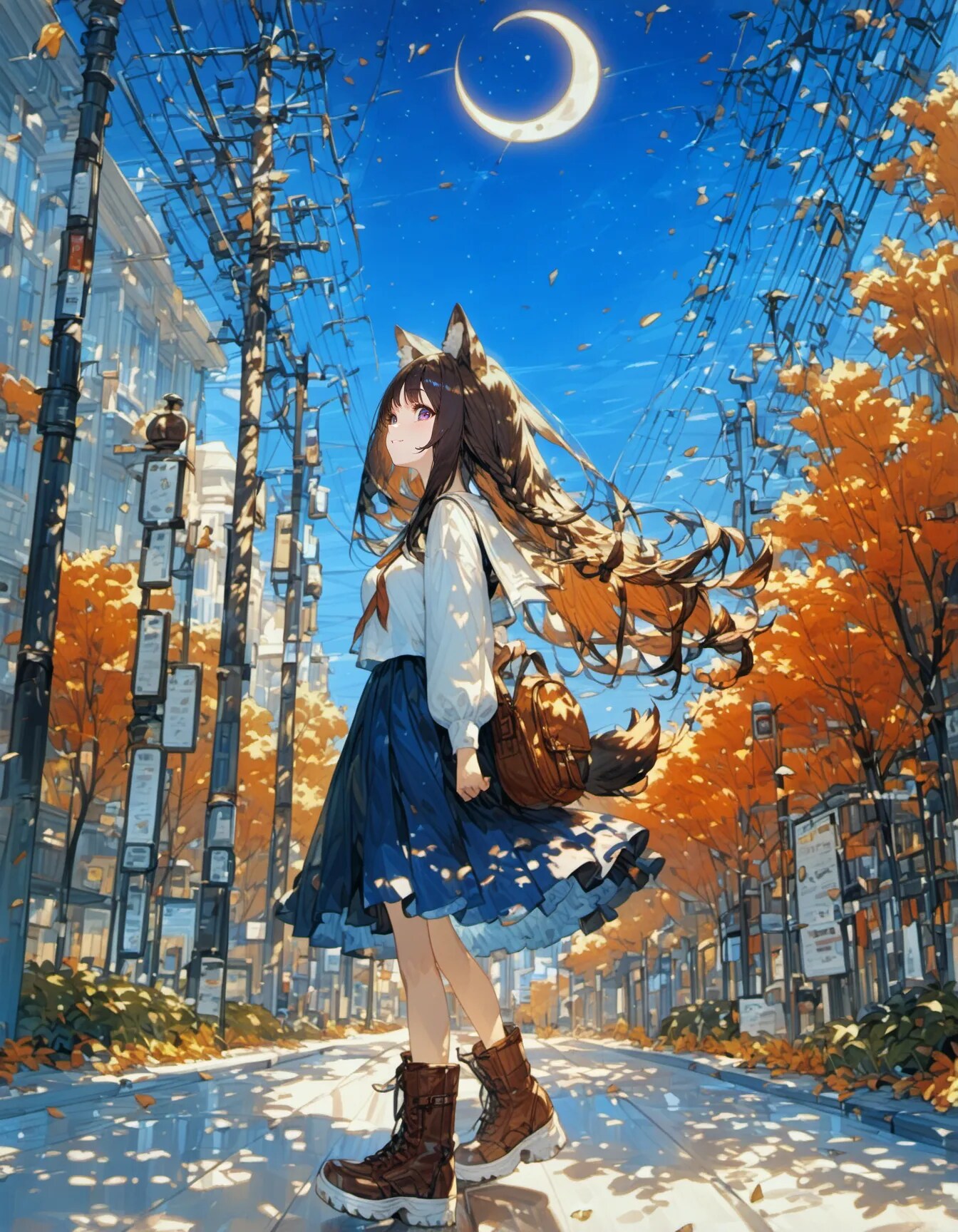 Autumn Winds and the Daylit Moon