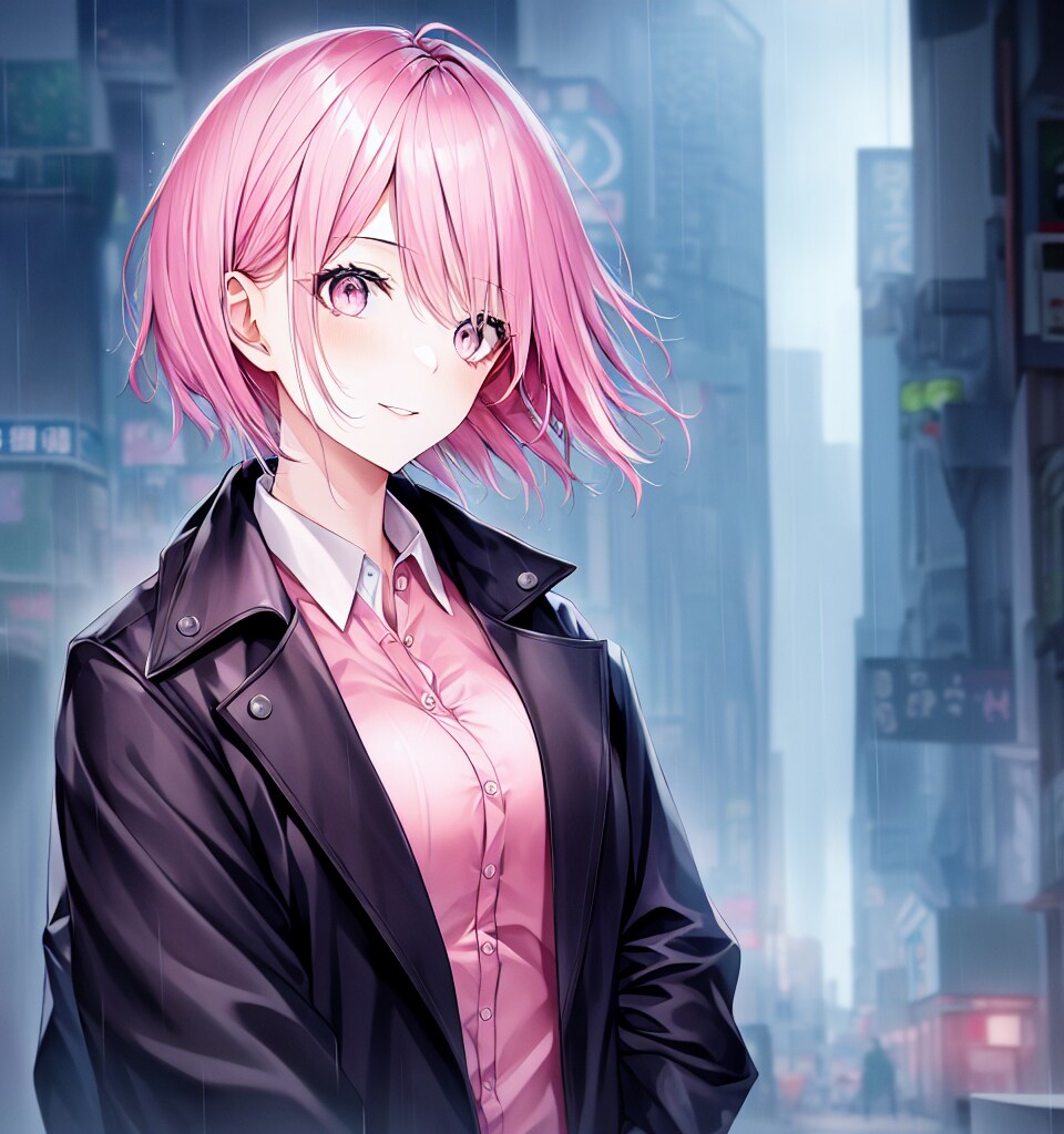 雨と桃色