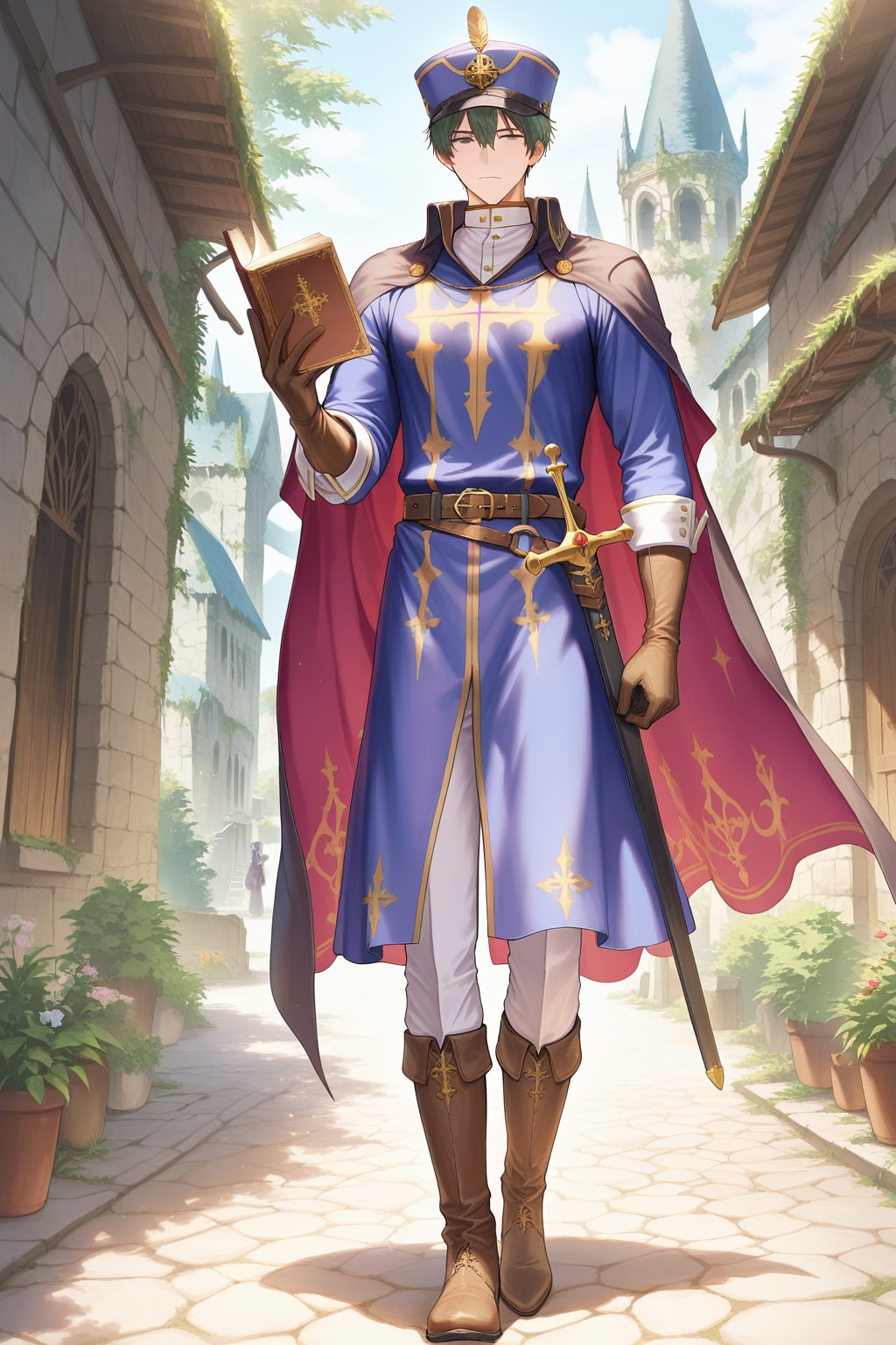 ファンタジー遺跡地下、アニメ風若き司教1-1-2-3-4-2-1-1 | の人気AIイラスト・グラビア