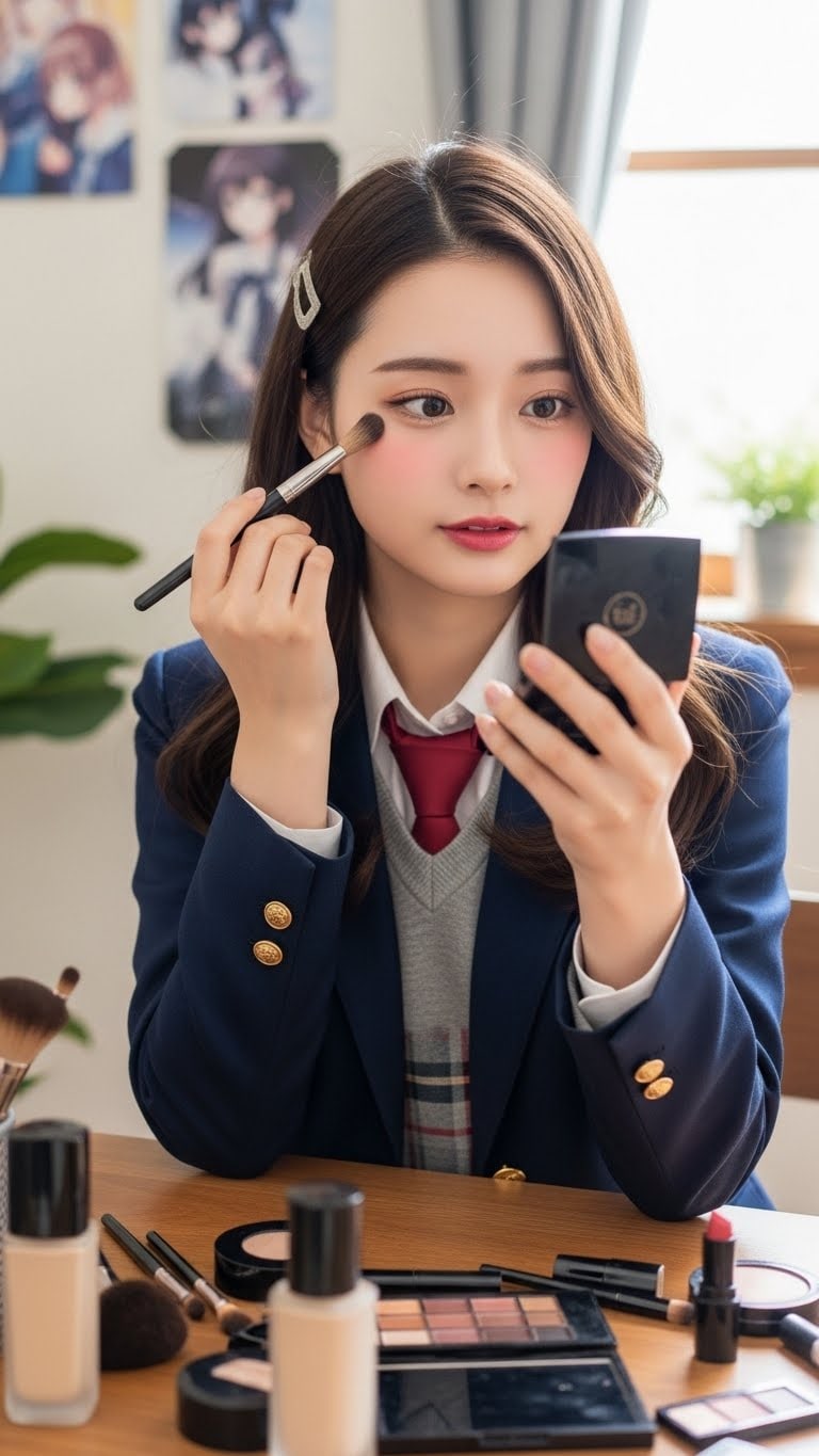 女子高生のメイク001 | の人気AIイラスト・グラビア