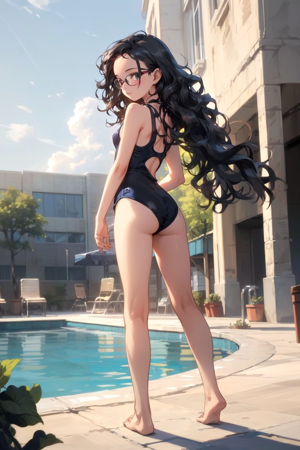 スク水の眼鏡っ娘