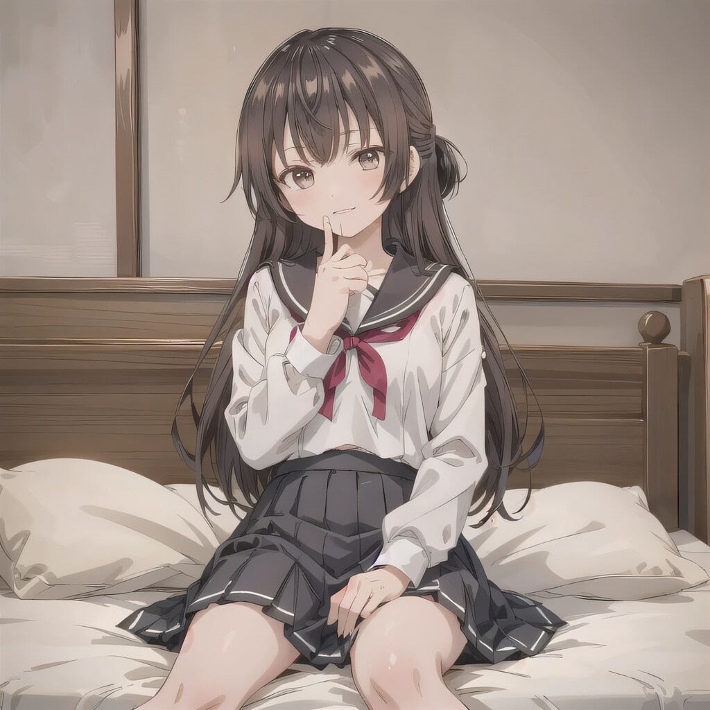 黒髪ロングで寝室の少女４