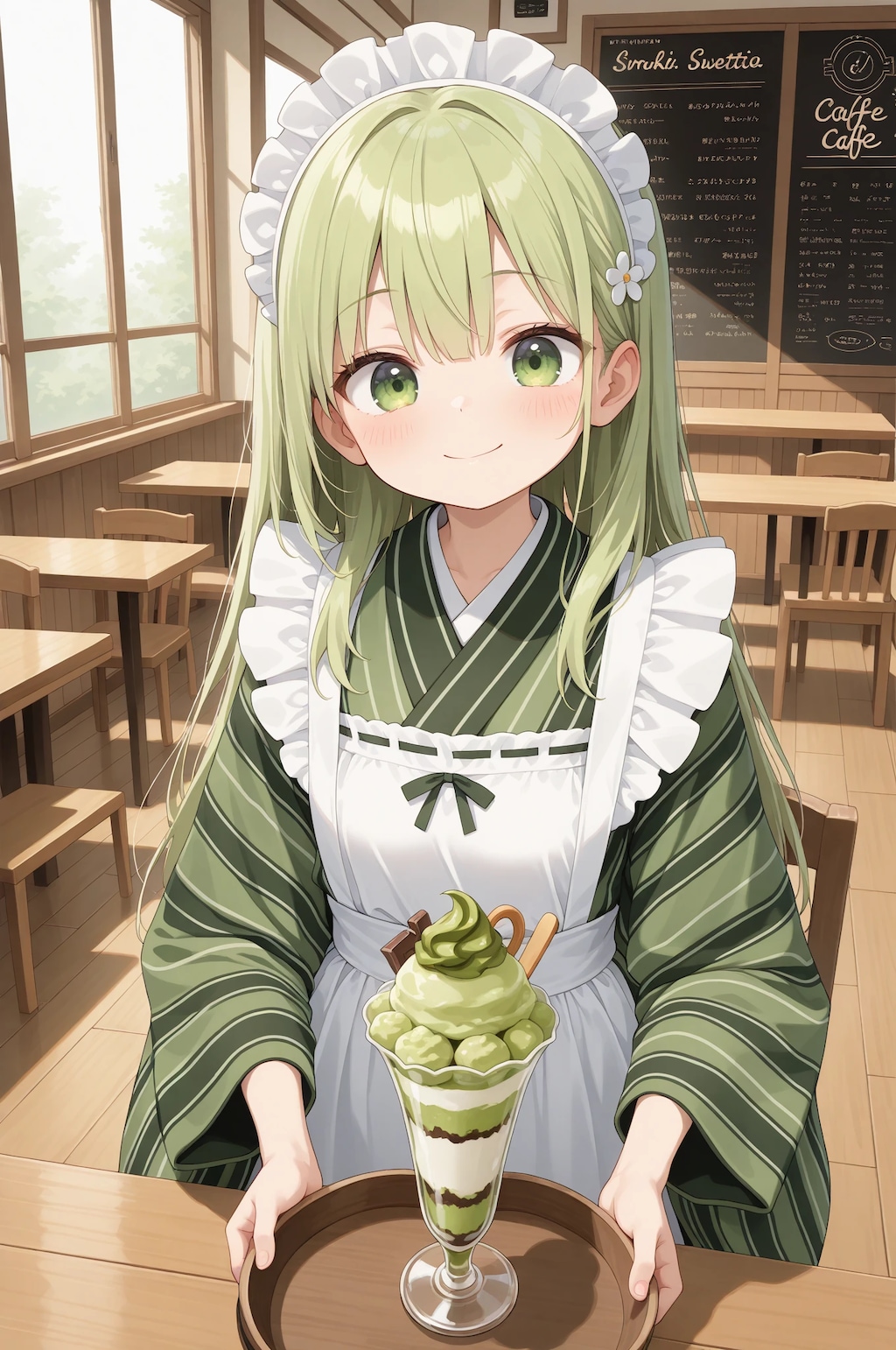 甘味処の和メイドさん