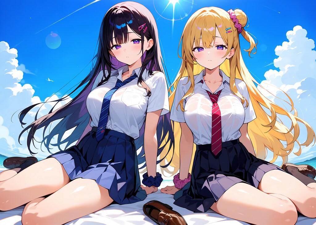 女の娘2人♪　お天気だねー・・・気持ちいい♡