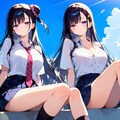 女の娘2人♪　お天気だねー・・・気持ちいい♡ 4枚目