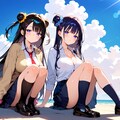 女の娘2人♪　お天気だねー・・・気持ちいい♡ 5枚目