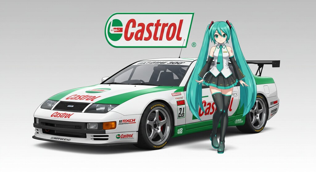 初音ミクとカストロールZ32レーシングカー