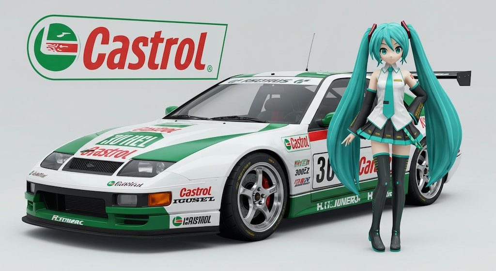 初音ミクとカストロールZ32レーシングカー