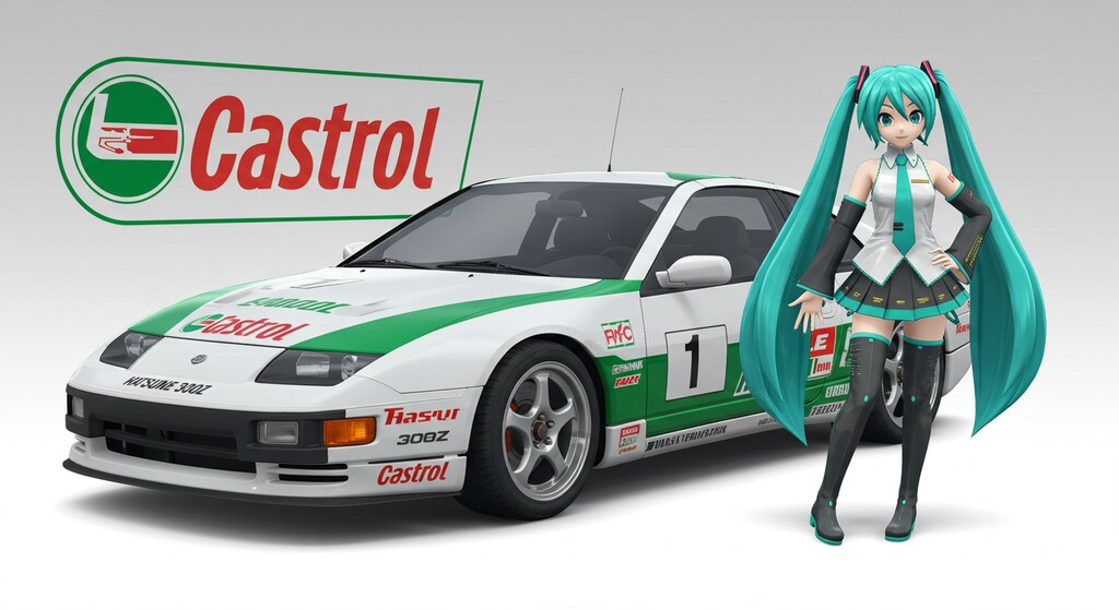 初音ミクとカストロールZ32レーシングカー