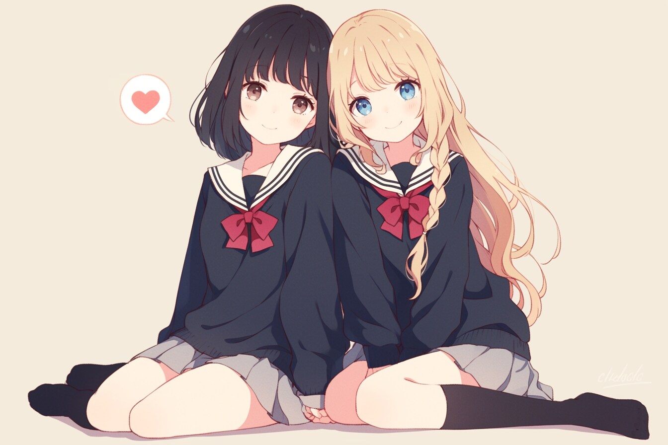 二人のJK45 | の人気AIイラスト・グラビア