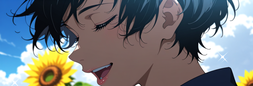 顔を太陽の方に向けて、ひまわりがしているように