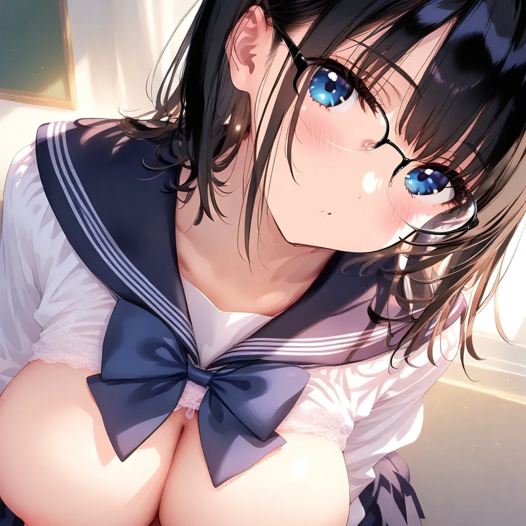 黒髪制服眼鏡ちゃん
