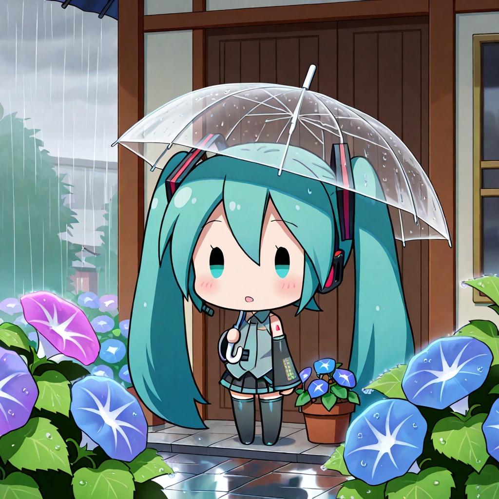 朝顔とちびミクさん　その８