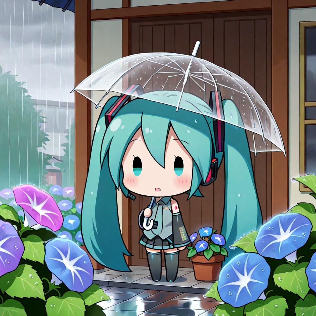 朝顔とちびミクさん　その８