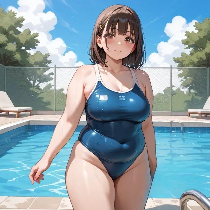 スクール水着のぽちゃ娘さん♥️