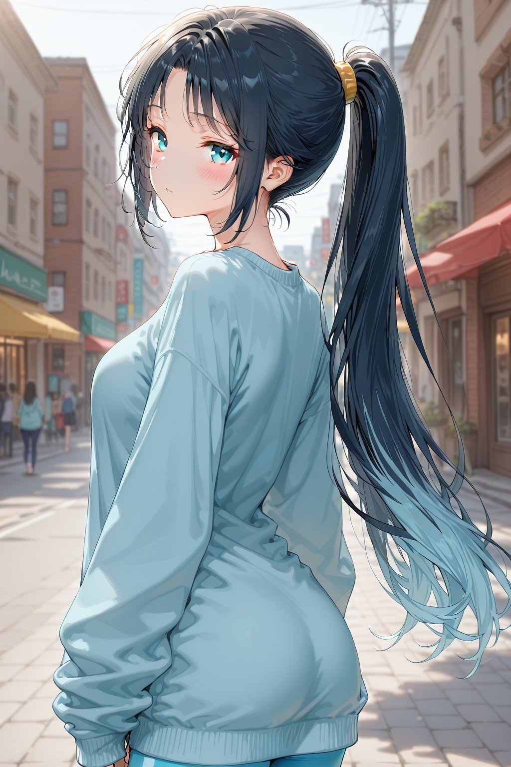 ストリートで振り返るスウェット姿の女性20251015 | の人気AIイラスト・グラビア
