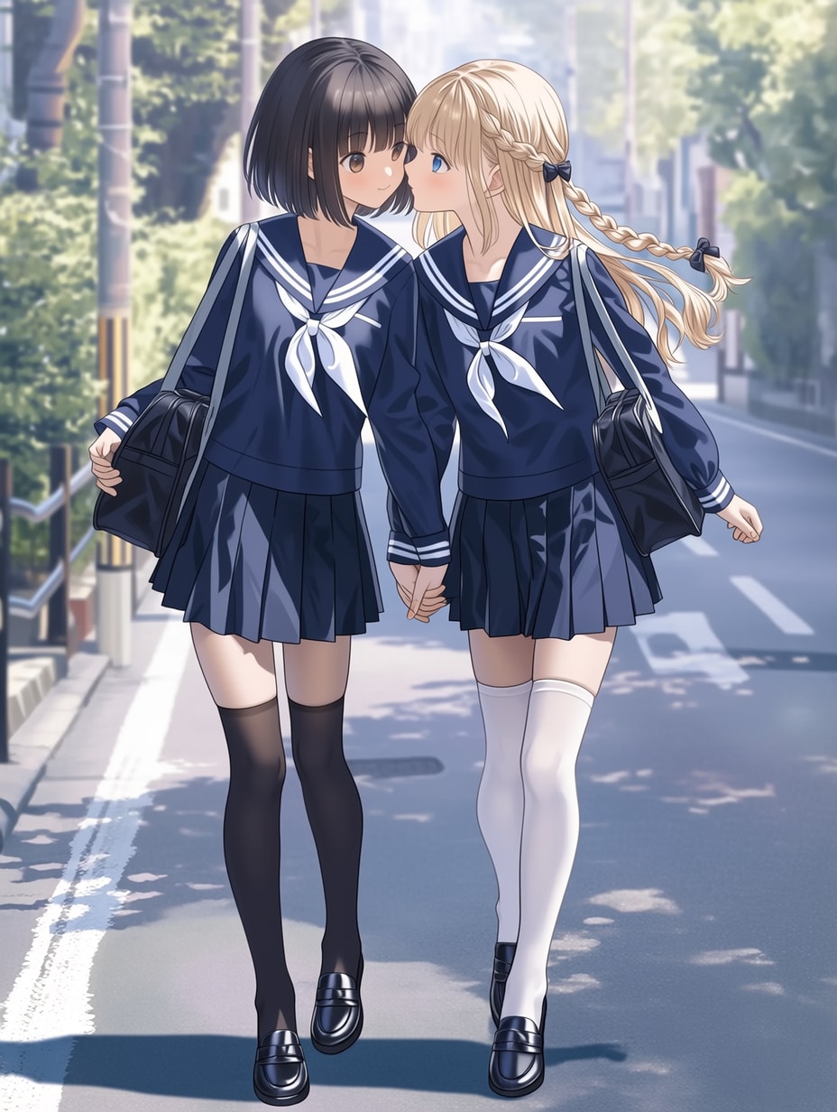 キスしたい二人のJK102 | の人気AIイラスト・グラビア