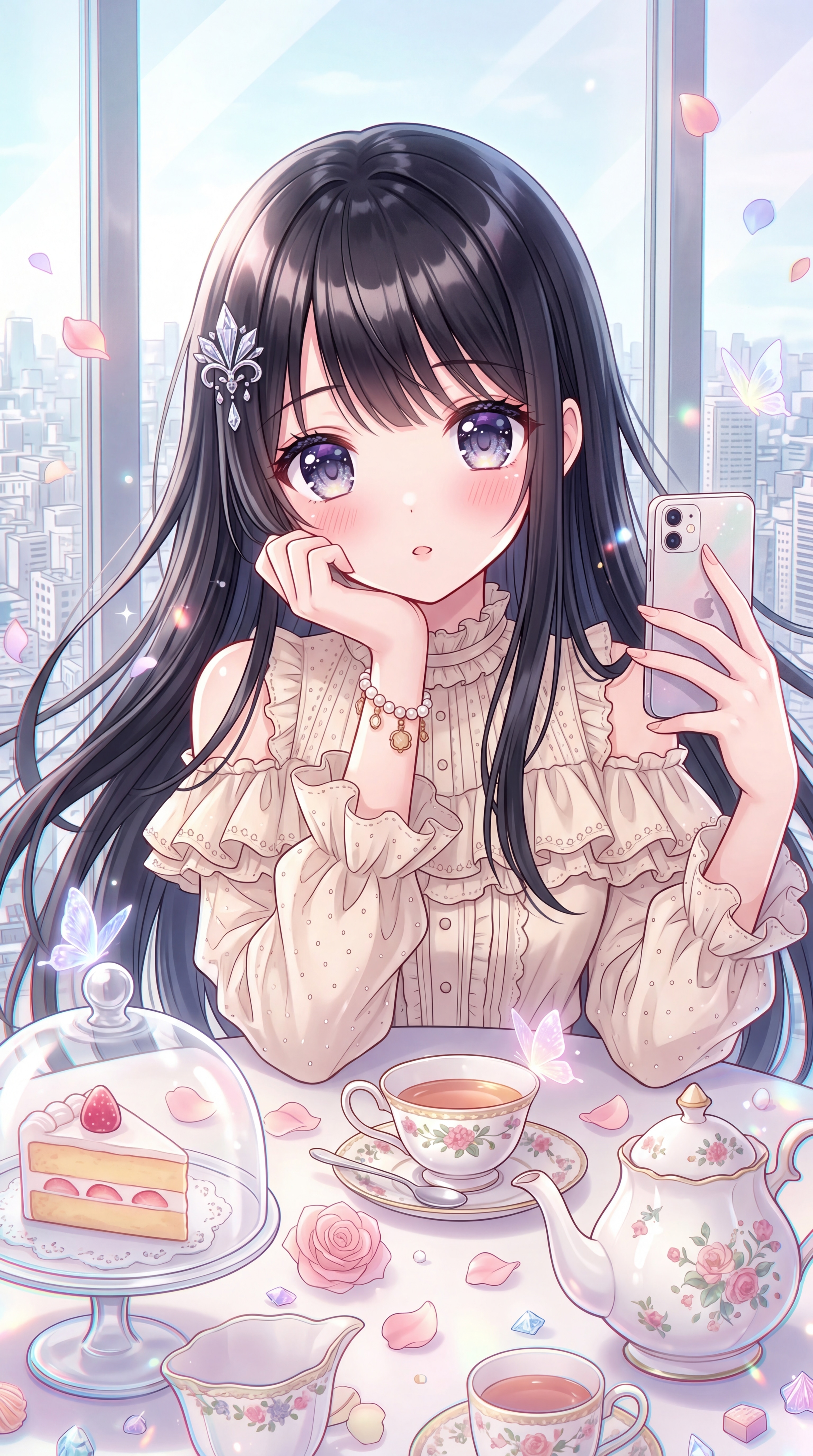 硝子越しの静寂な午後 | の人気AIイラスト・グラビア