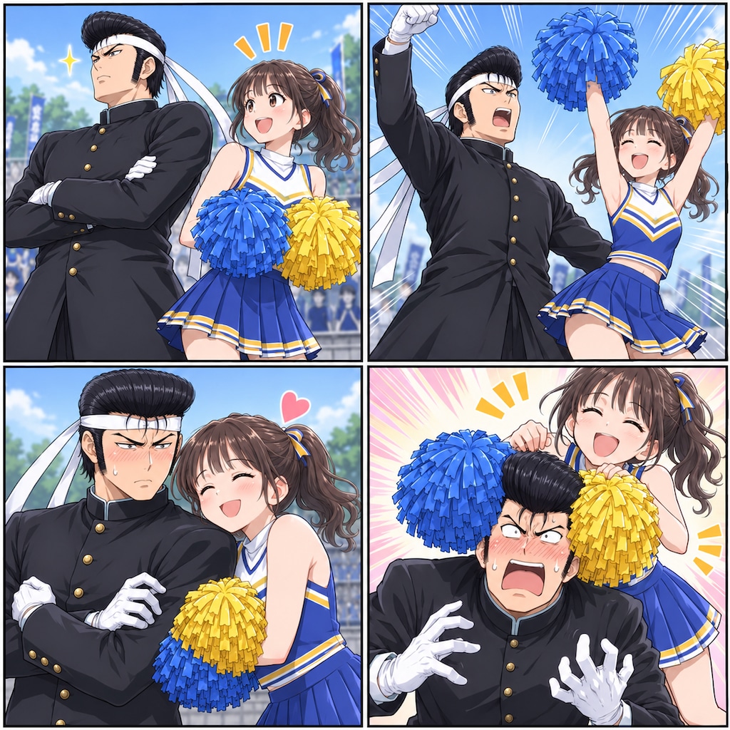 応援団とチアリーダー