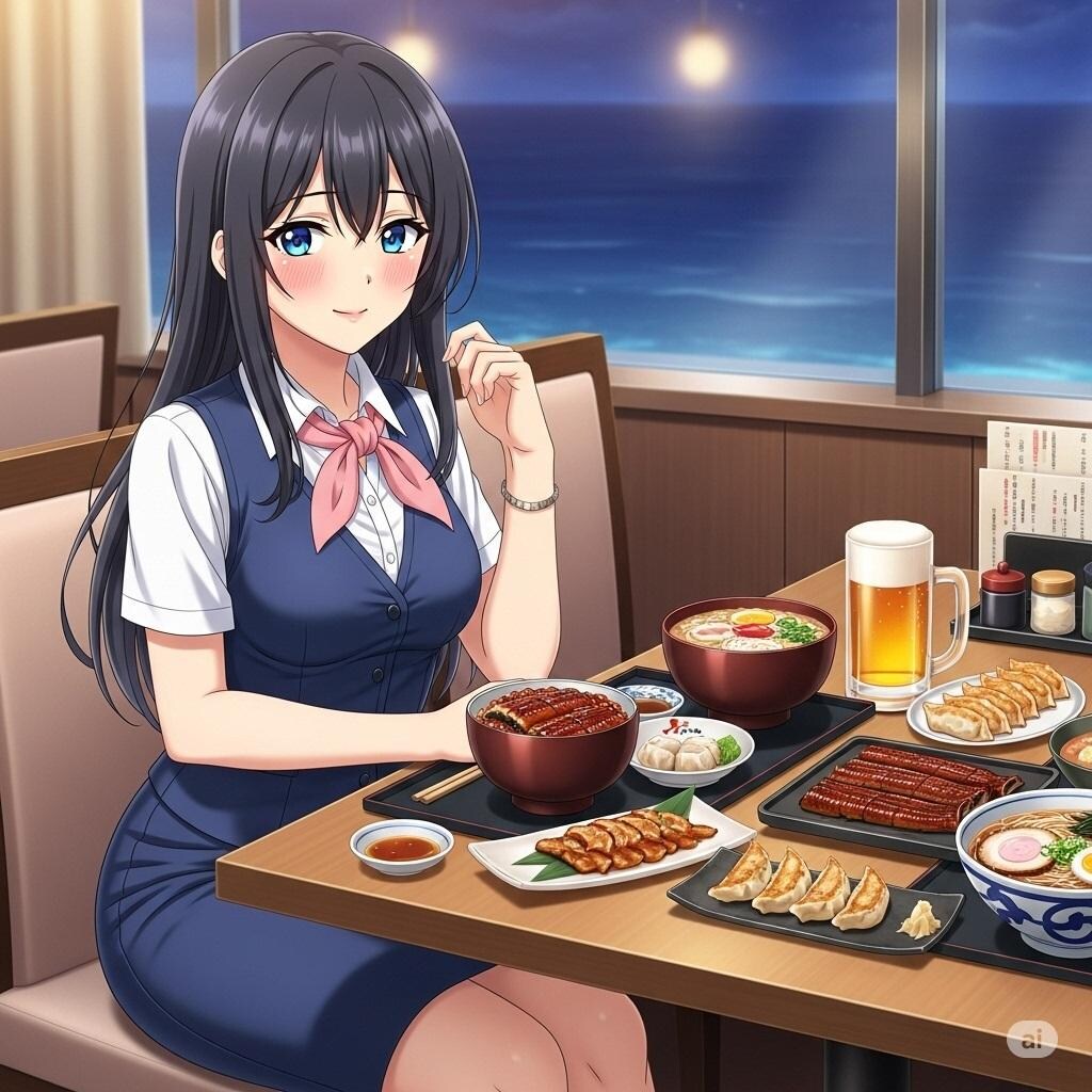 お姉さんの豪華な夕食