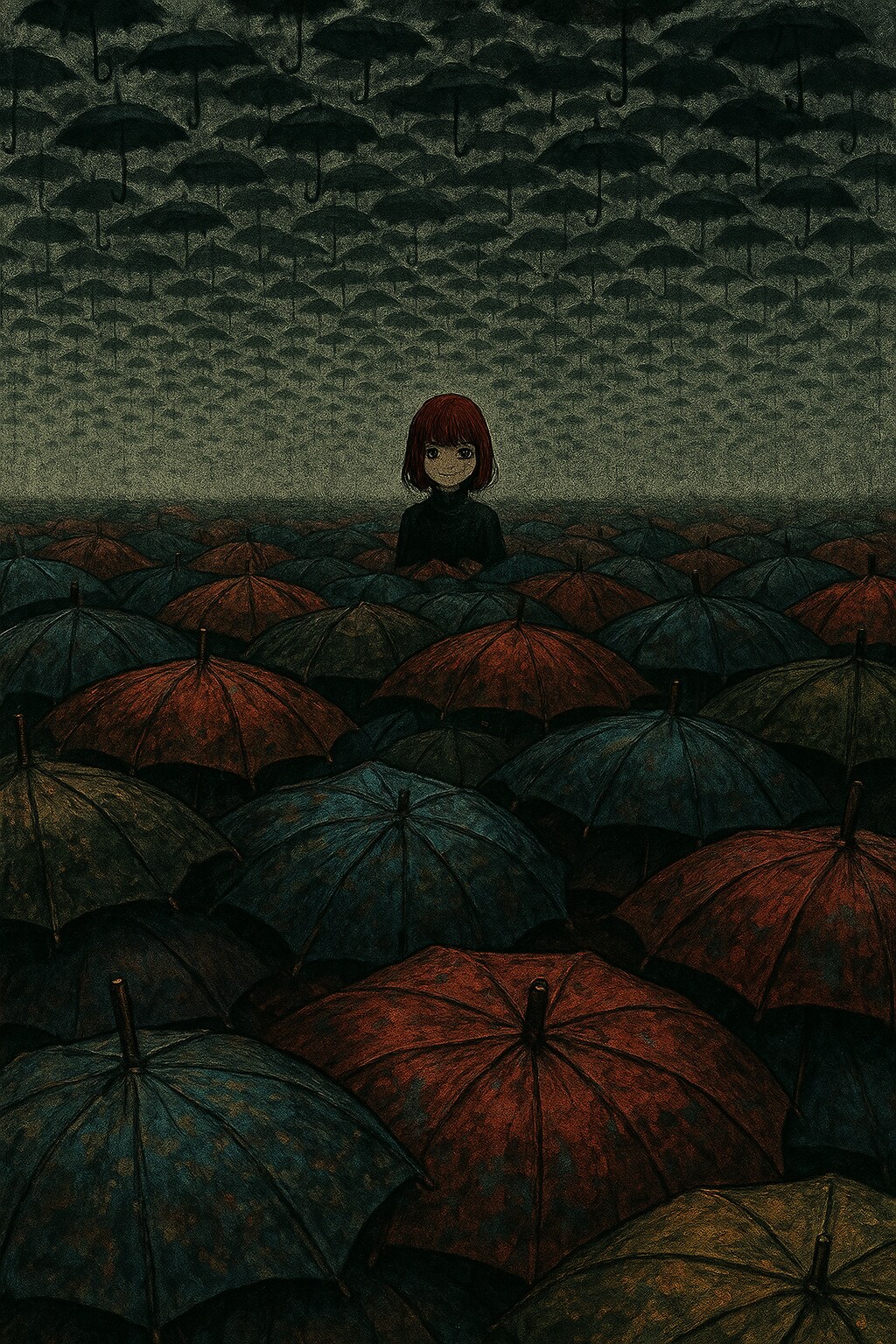 傘の花咲き乱れる